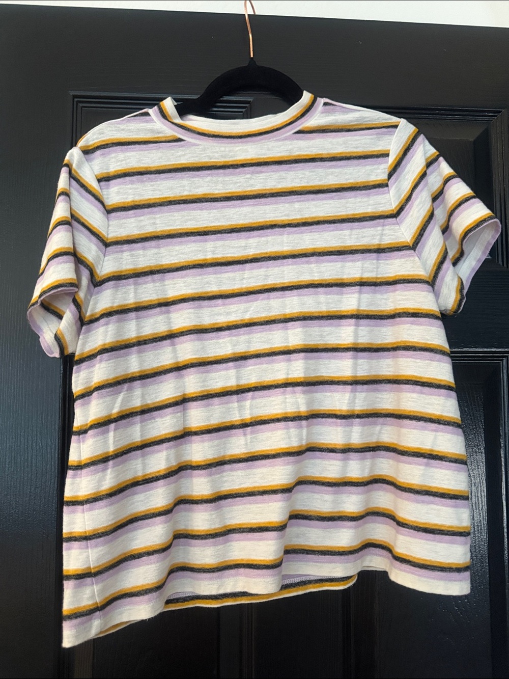 BP. Striped Tee in White, Yellow & Lavender